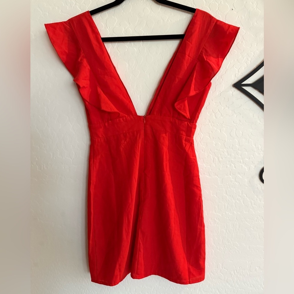 REVOLVE SUPERDOWN Harlow Red Plunging V-Neck Mini Dress NEW W/ TAGS - XS - Picture 4 of 9